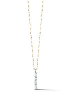 Mateo New York 14Kt Gold Bar Pendant Necklace with Diamonds